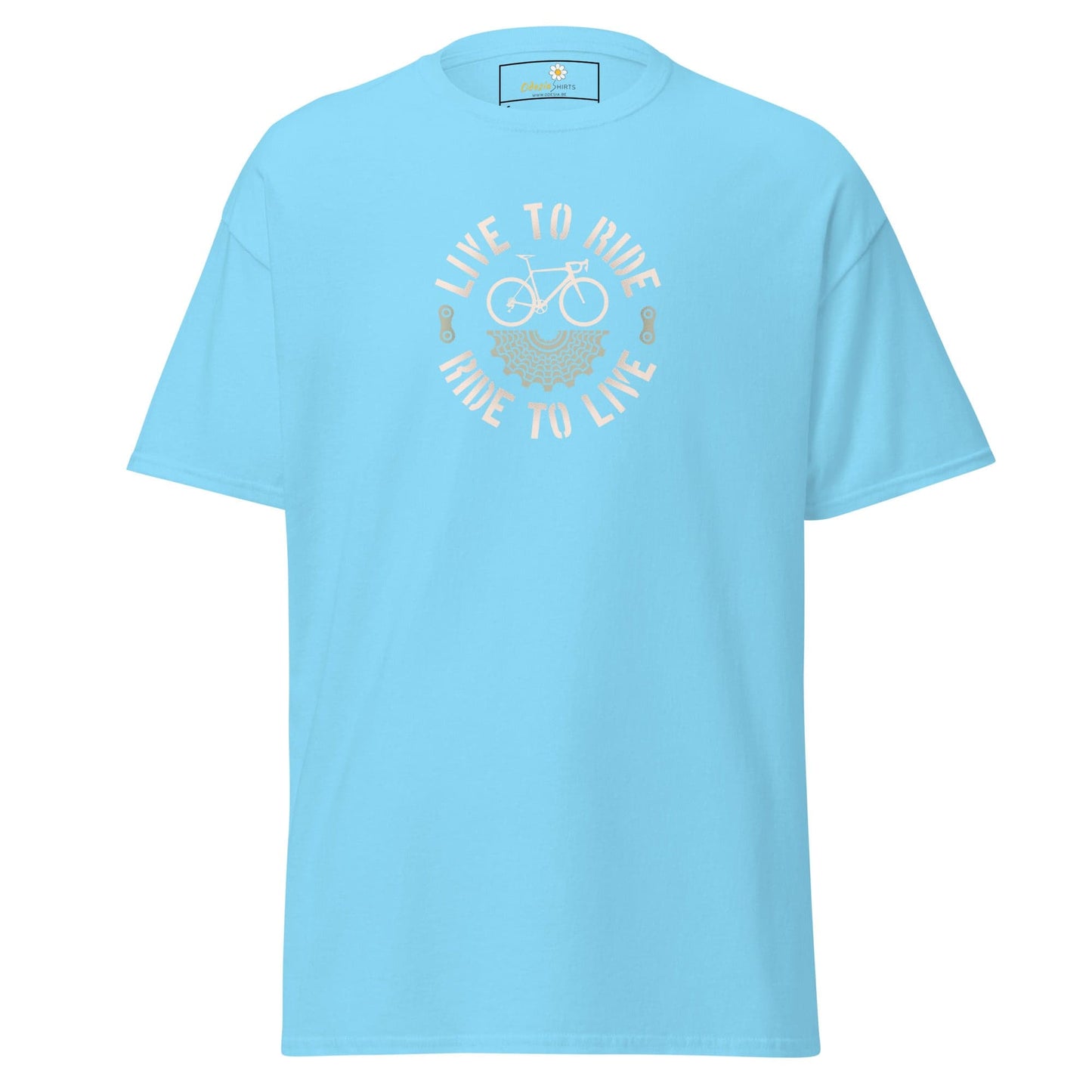 Unisex classic t-shirt - SPORT BICYCLE RIDE TO LIVE - REGULAR - Sky / S