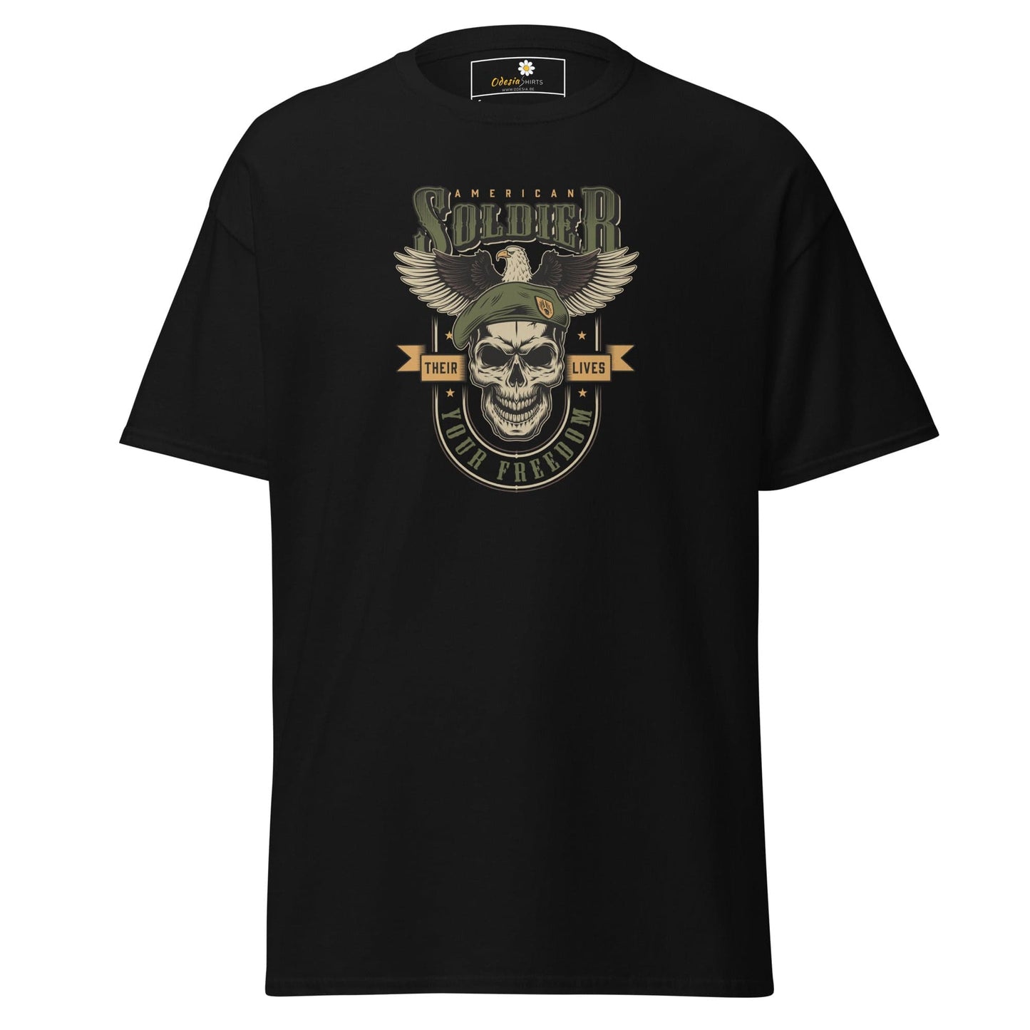 Unisex classic tee - SKULL VINTAGE AMERICAN SOLDIERS - REGULAR - Black / S