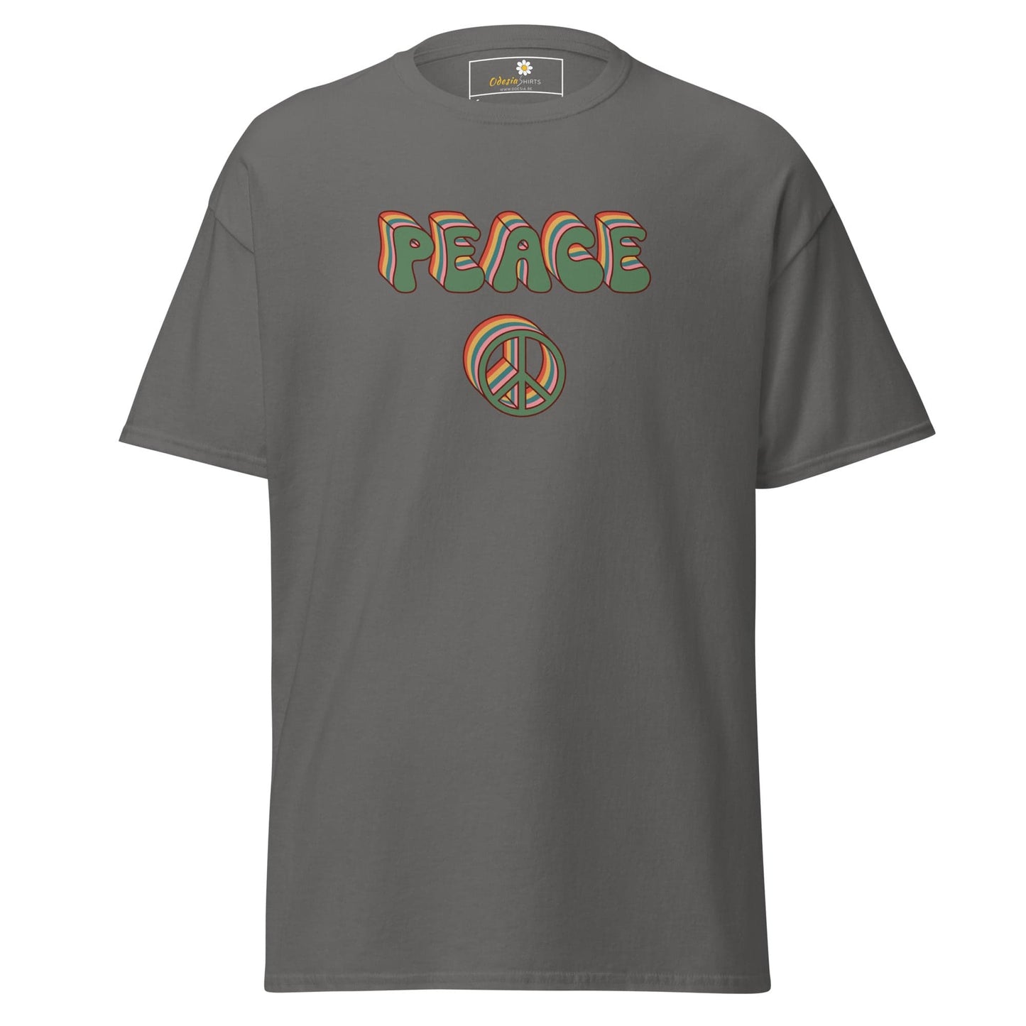 Unisex classic t-shirt - TEXT PEACE - REGULAR - Charcoal / S