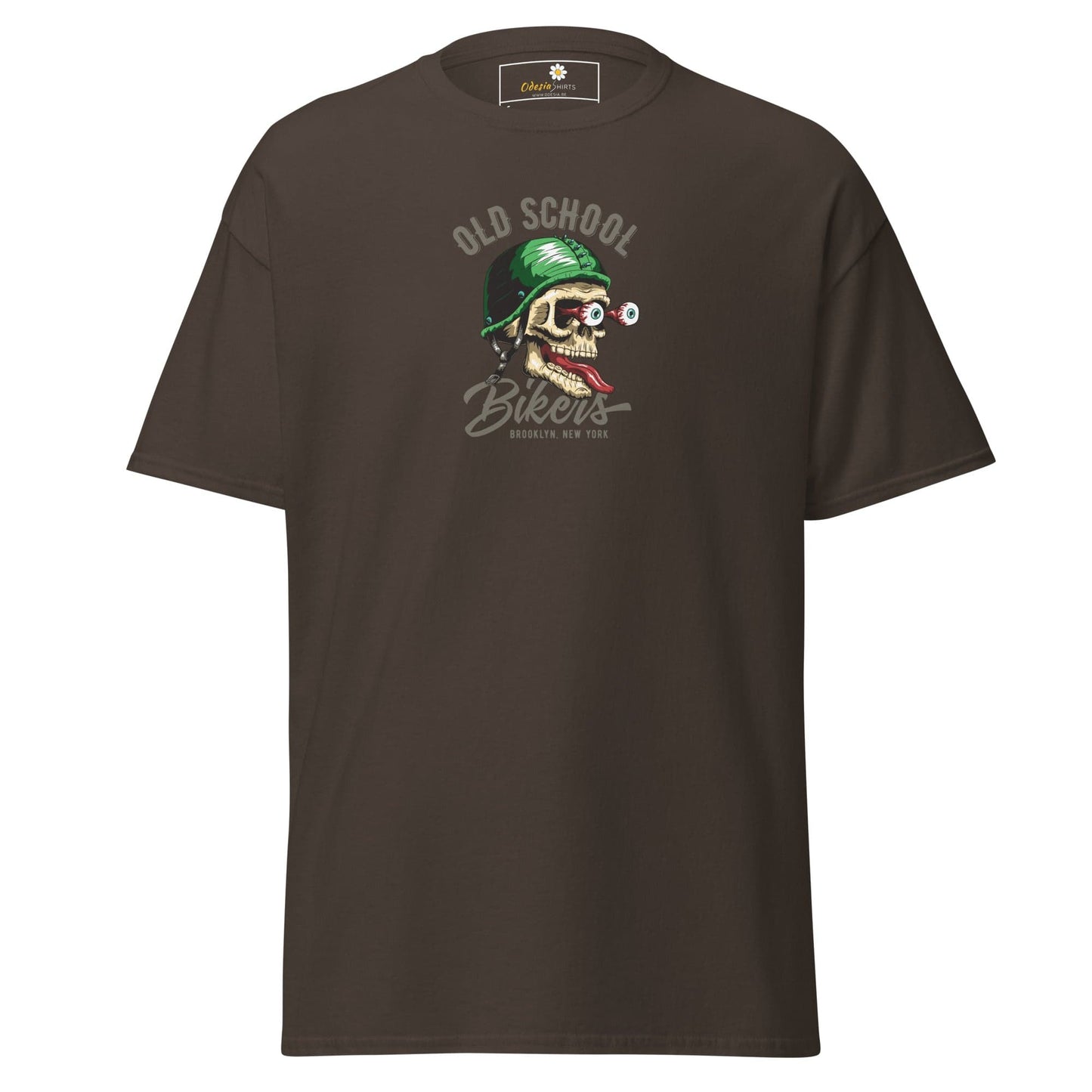 Unisex classic tee - SKULL OLD SCHOOL BIKERS - REGULAR - Dark Chocolate / S