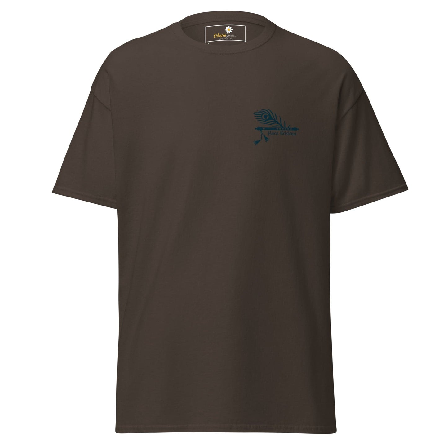 Unisex classic tee - SPIRITUAL KRISHNA’S FLUTE POCKET - REGULAR - Dark Chocolate / S