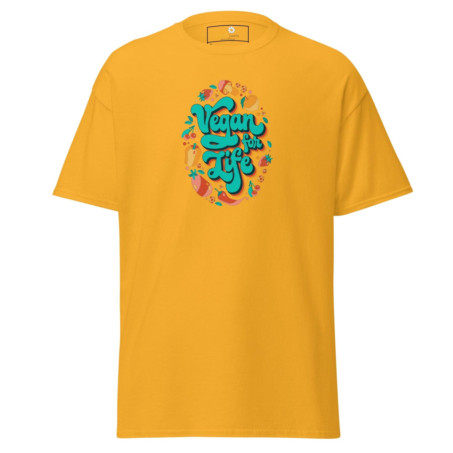 Unisex classic t-shirt - VEGAN FOR LIFE - REGULAR - Gold / S