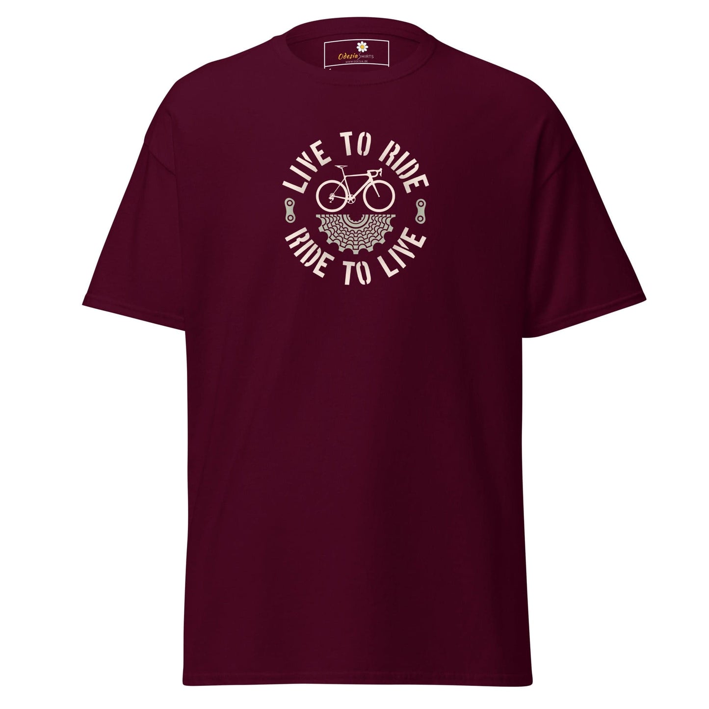 Unisex classic t-shirt - SPORT BICYCLE RIDE TO LIVE - REGULAR - Maroon / S