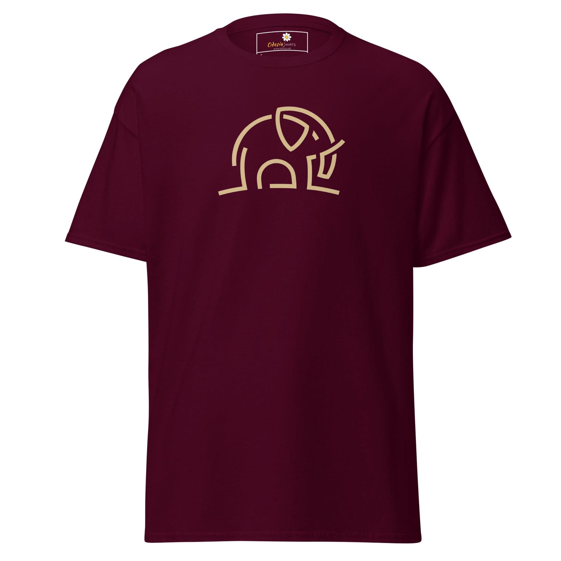 Unisex classic tee - WILD LIFE ELEPHANT LINES - Maroon / S