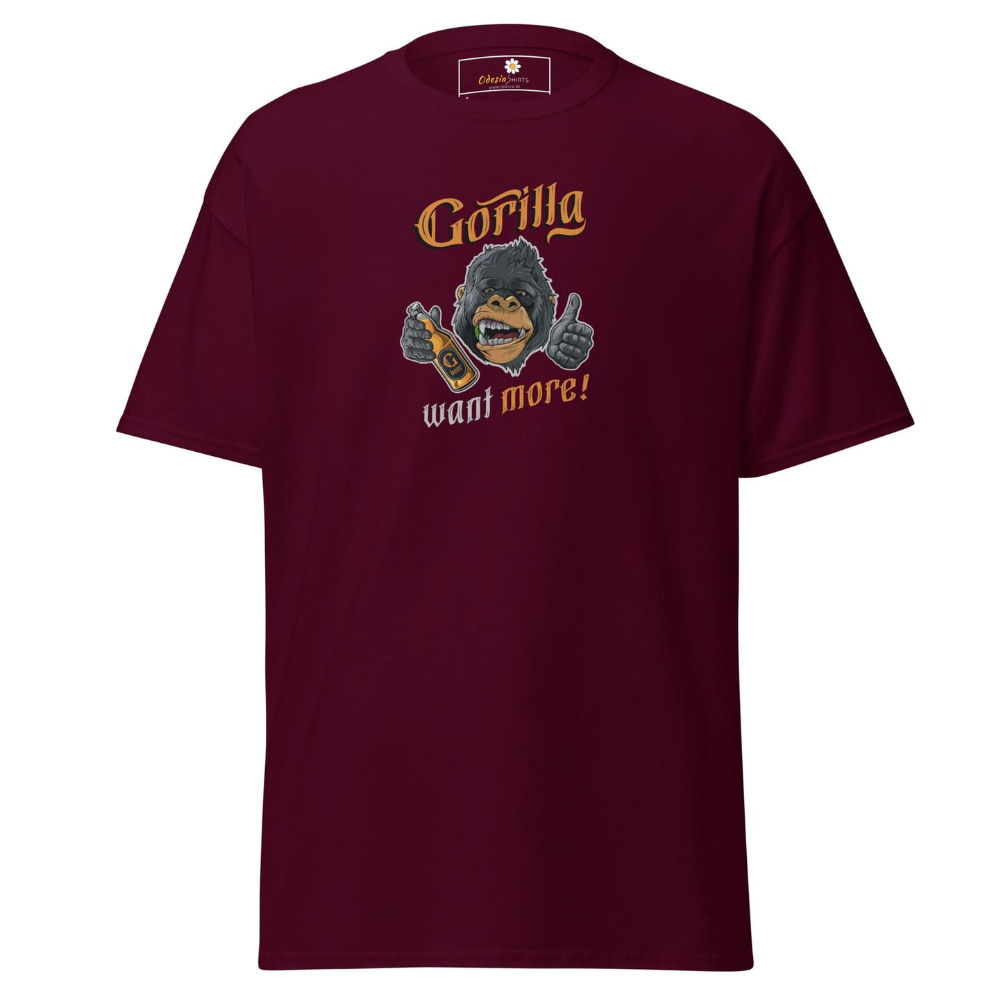 Unisex classic t-shirt - FUN WILD LIFE GORILLA WANT MORE - REGULAR - Maroon / S