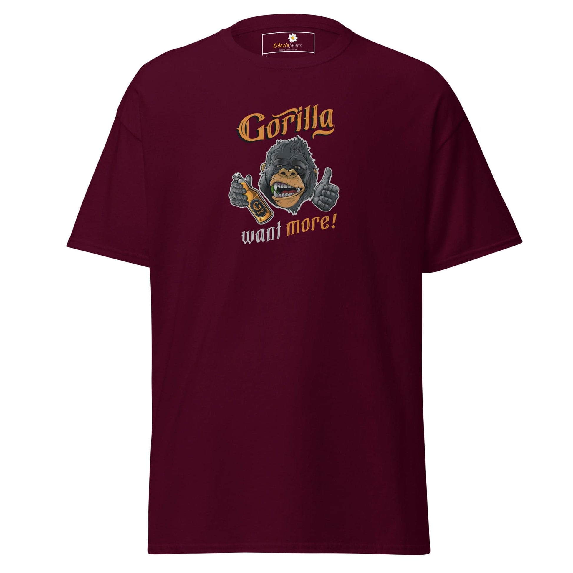 Unisex classic t-shirt - FUN WILD LIFE GORILLA WANT MORE - REGULAR - Maroon / S