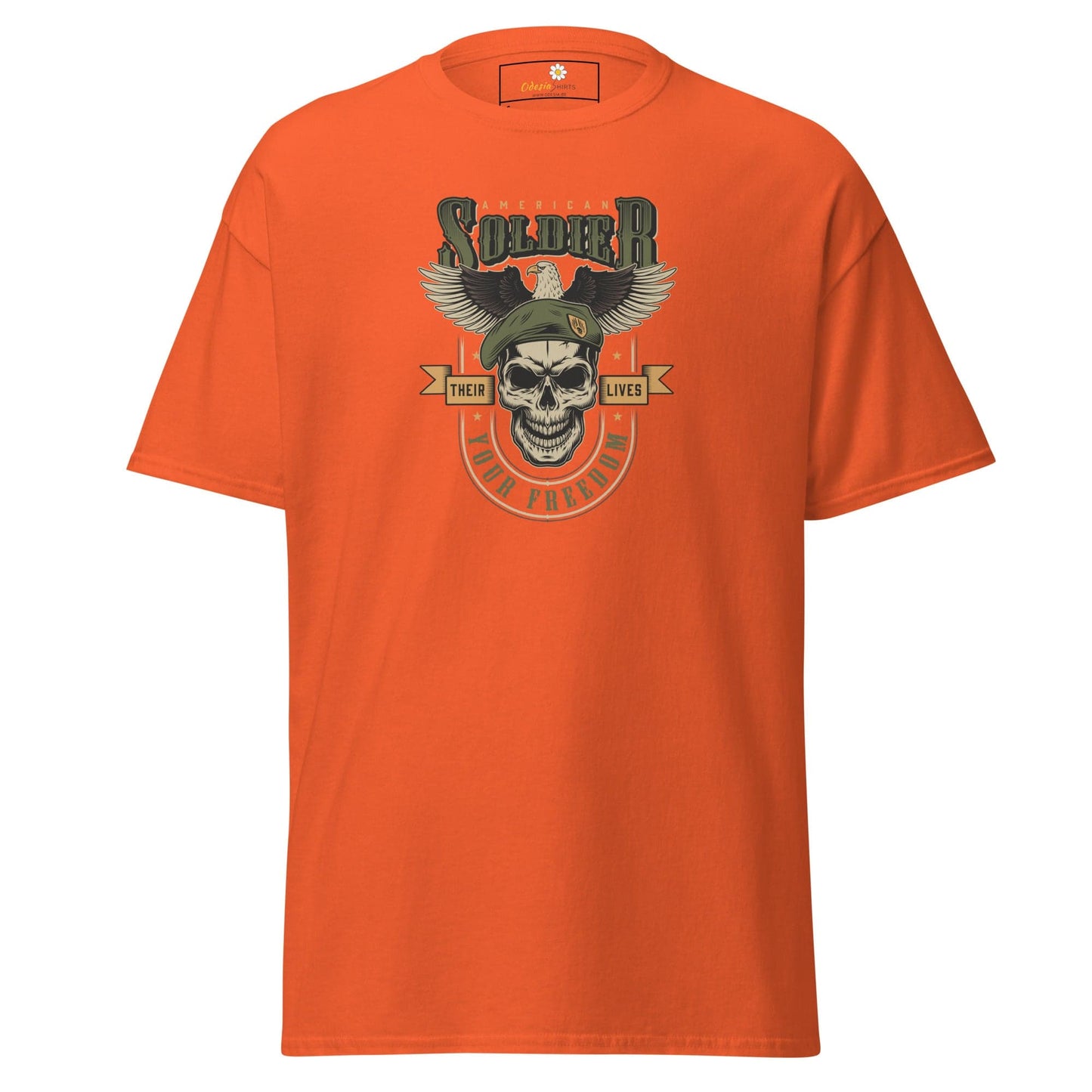 Unisex classic tee - SKULL VINTAGE AMERICAN SOLDIERS - REGULAR - Orange / S