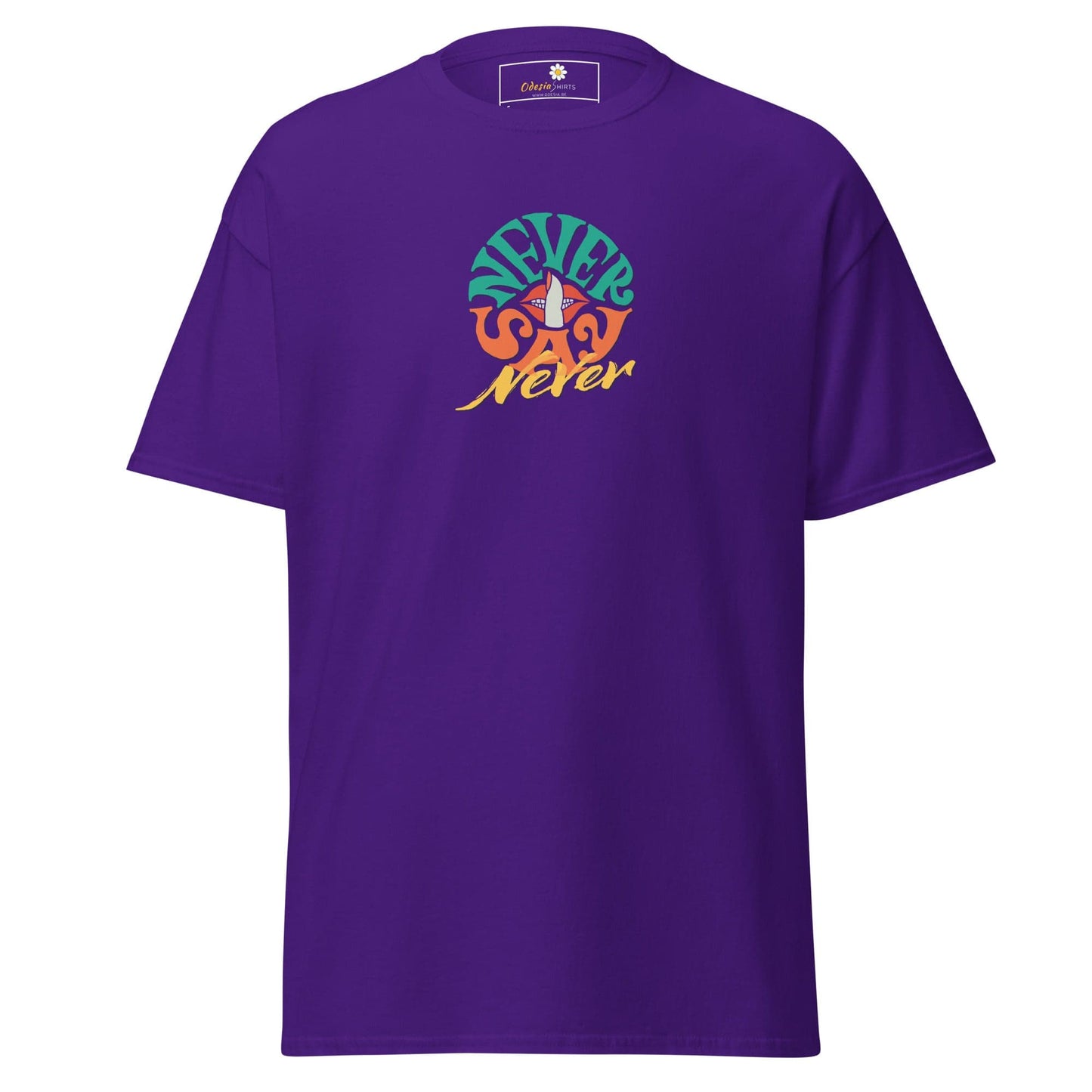Unisex classic t-shirt - TEXT NEVER SAY NEVER - REGULAR - Purple / S