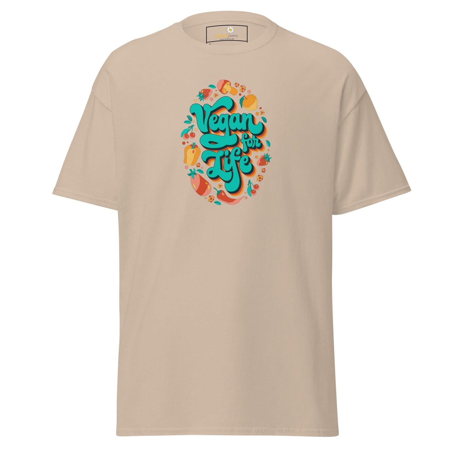 Unisex classic t-shirt - VEGAN FOR LIFE - REGULAR - Sand / S