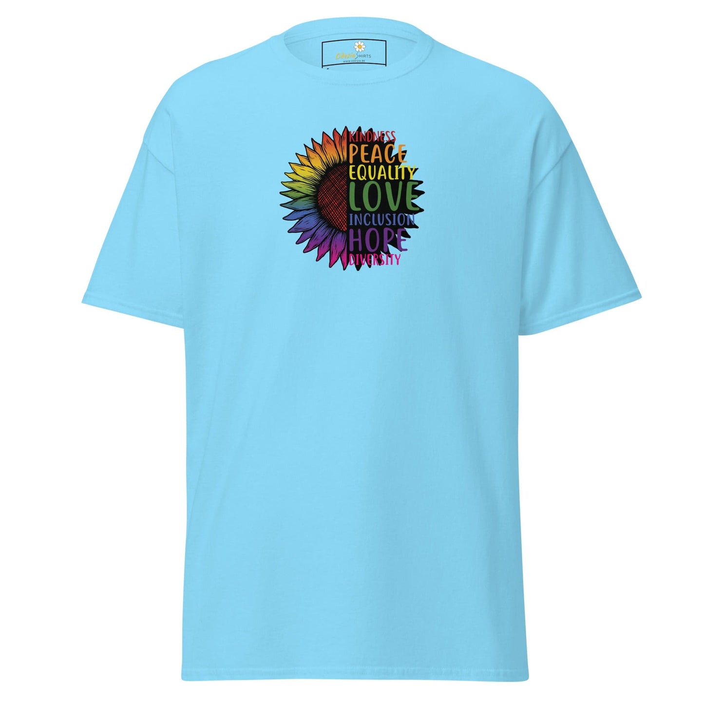 Unisex classic t-shirt - LGBTQ PEACE AND LOVE - REGULAR - Sky / S
