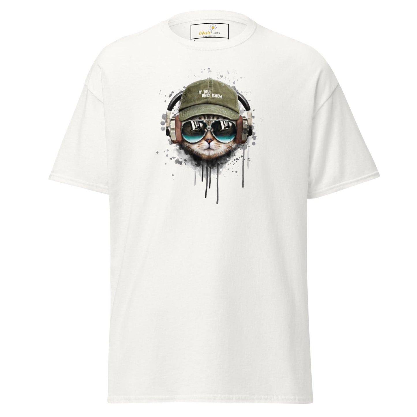Unisex classic t-shirt - ANIMALS MUSIC CAT HAT - REGULAR - White / S