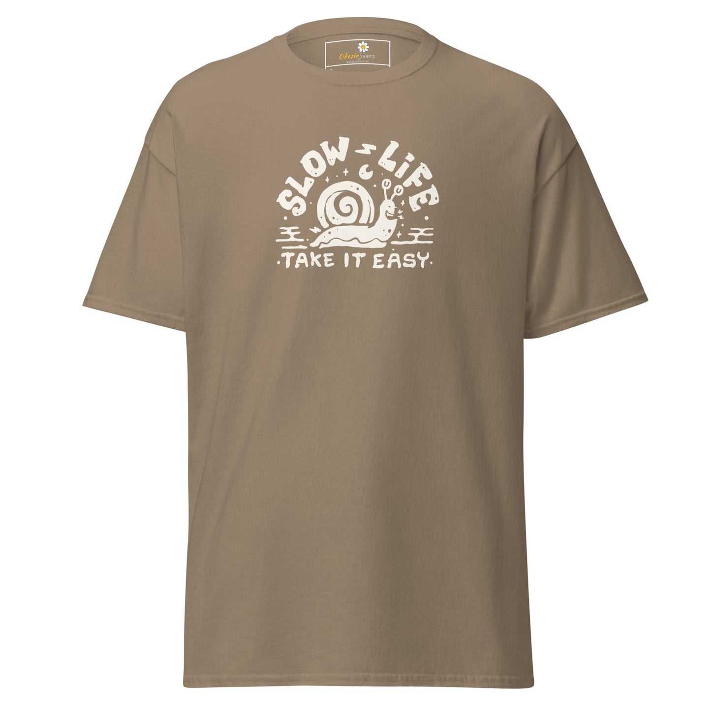 Unisex classic t-shirt - FUN SLOW LIFE EASY - REGULAR - Brown Savana / S
