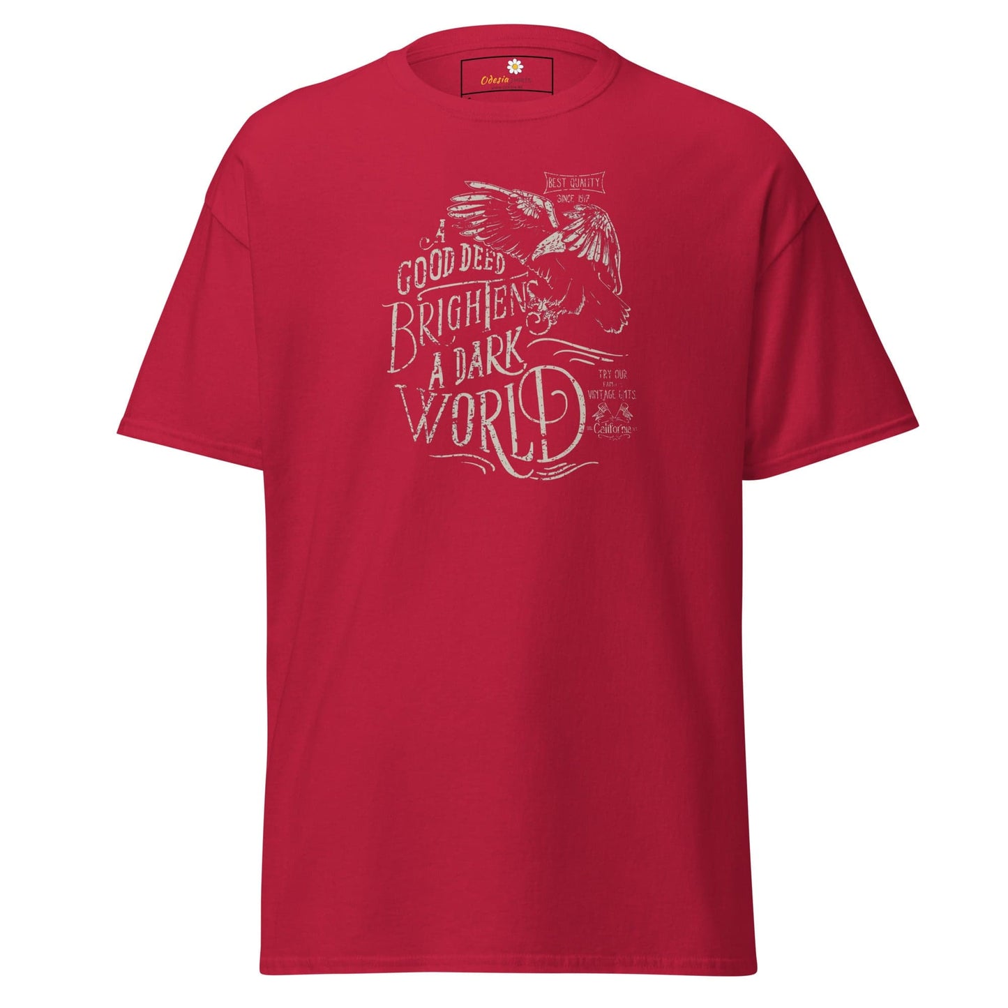Red graphic T-shirt for men and women available in sizes S to XL