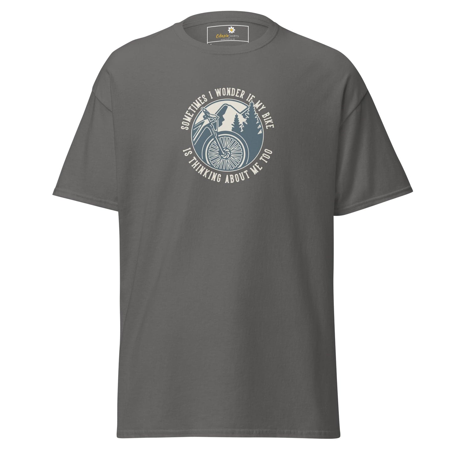 Unisex classic t-shirt - ADVENTURE SPORT CIRCLE BIKE WONDERING - REGULAR - Charcoal / S
