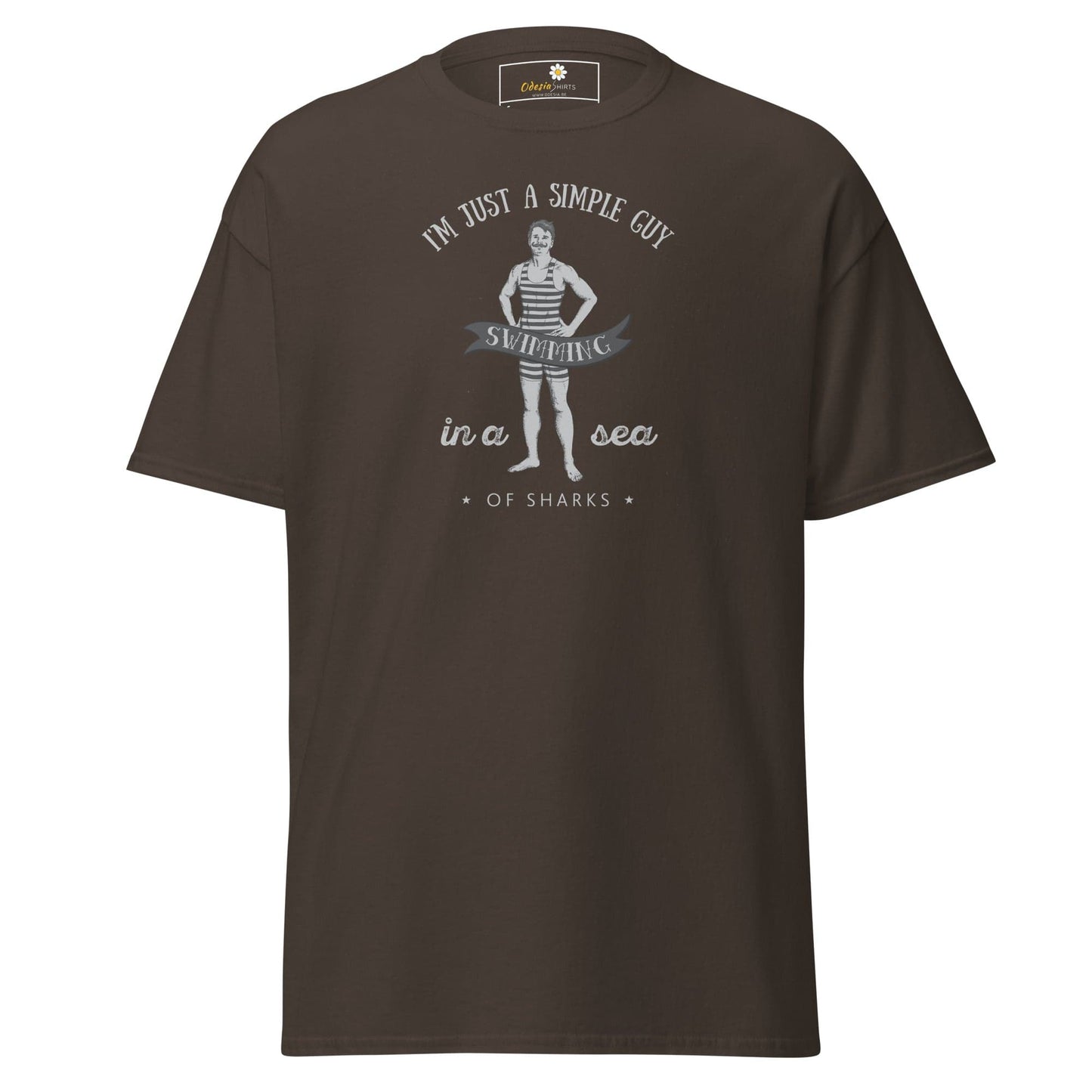 Unisex classic t-shirt - FUN SIMPLE GUY SEA SHARKS - REGULAR - Dark Chocolate / S