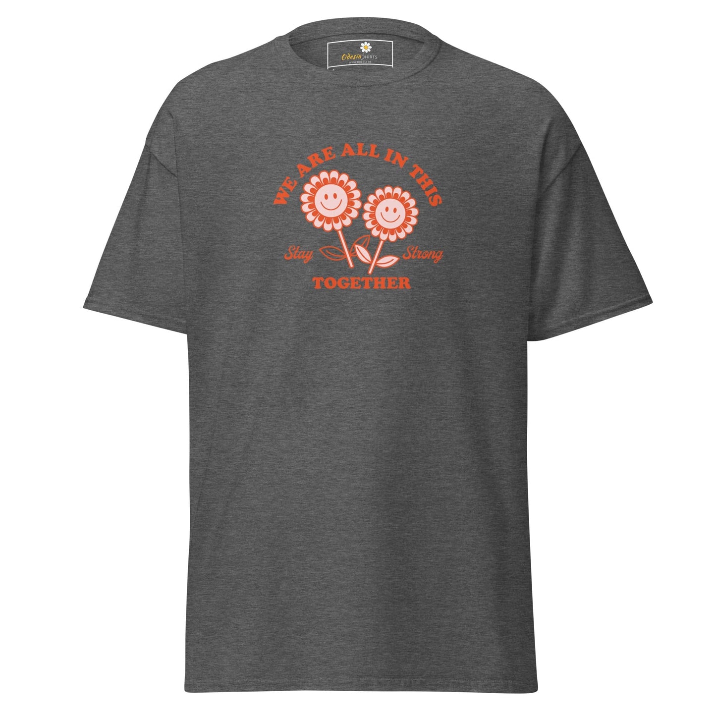 Unisex classic t-shirt - POSITIVE FLOWERS POWER - REGULAR - Dark Heather / S