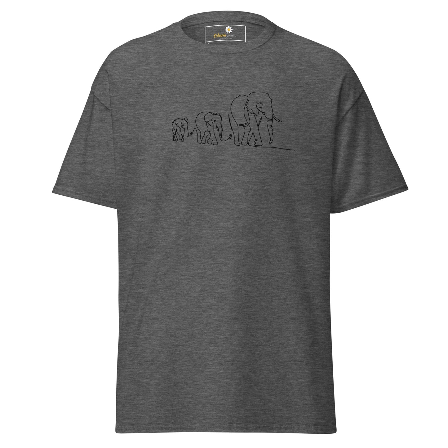 Unisex classic t-shirt - WILD LIFE ELEPHANTS IN LINE - REGULAR - Dark Heather / S