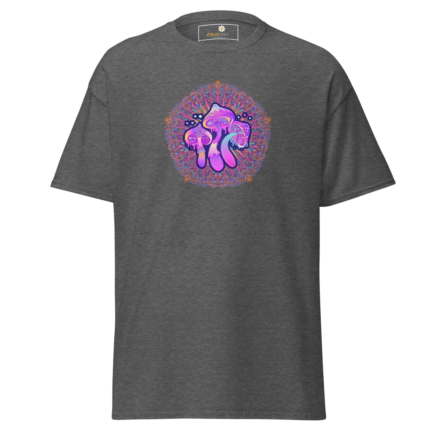 Gray T-shirt with mushroom graphic from T-SHIRT DESIGN TEE for Men and Women S-XL