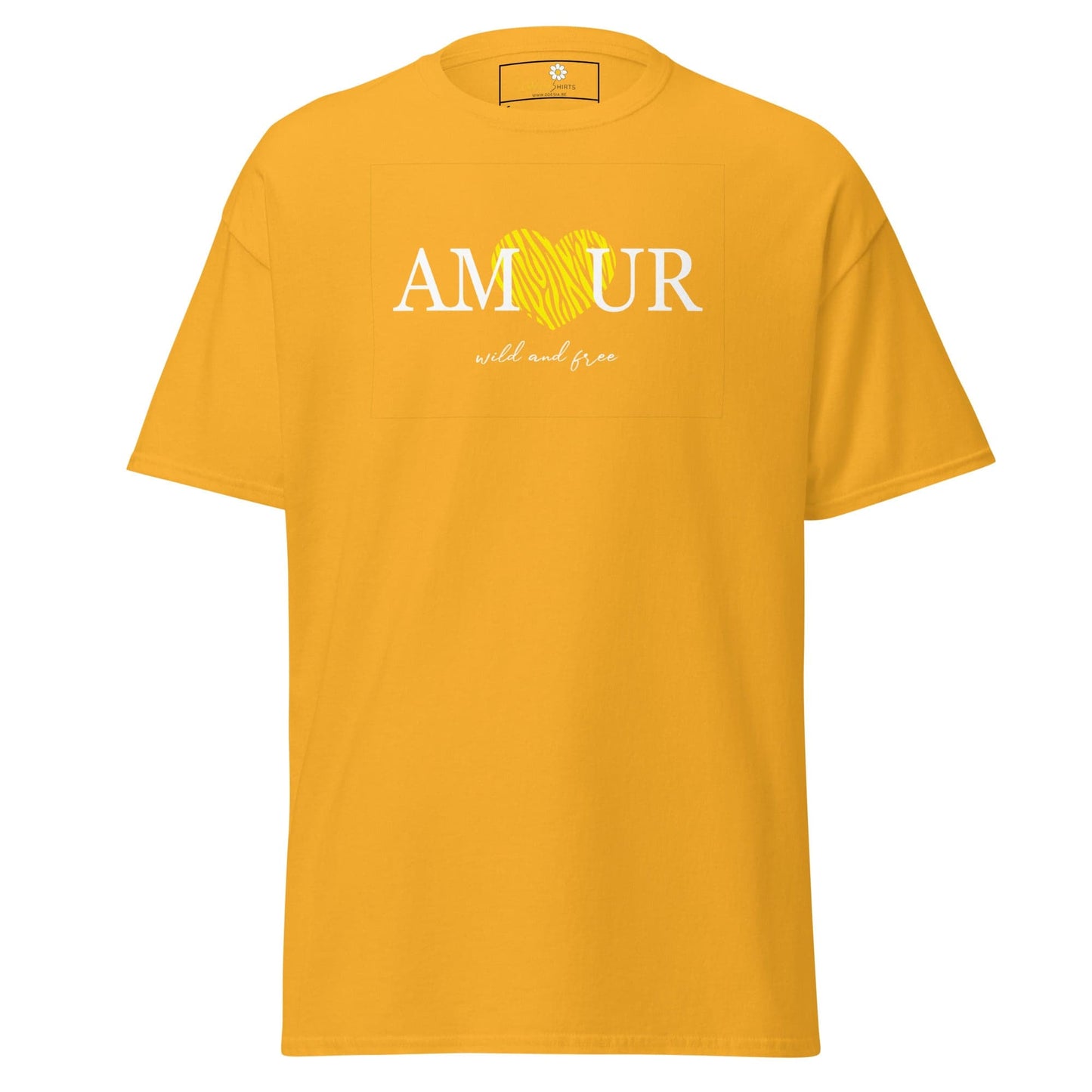 Unisex classic t-shirt TEXT AMOUR WILD N FREE - REGULAR - Gold / S