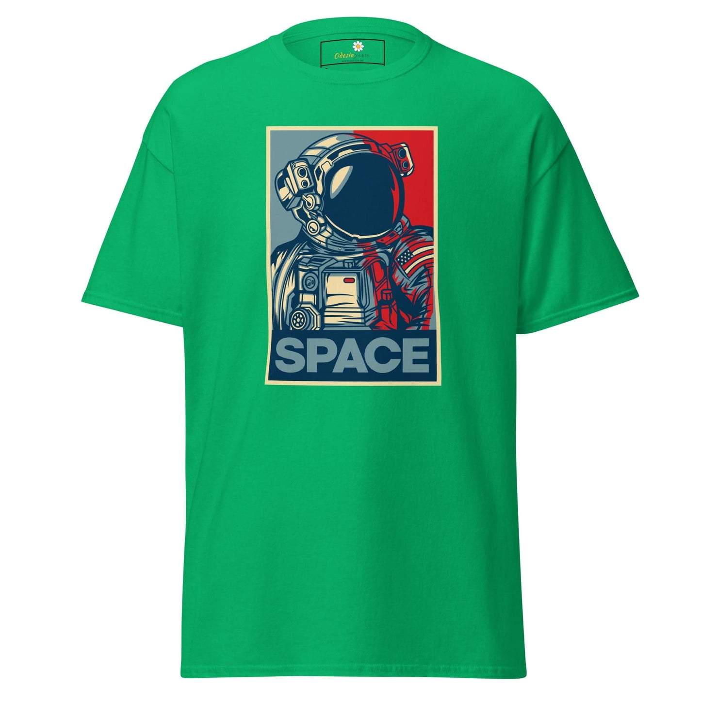 Green t-shirt with astronaut graphic from T-SHIRT DESIGN TEE for men and women S to XL