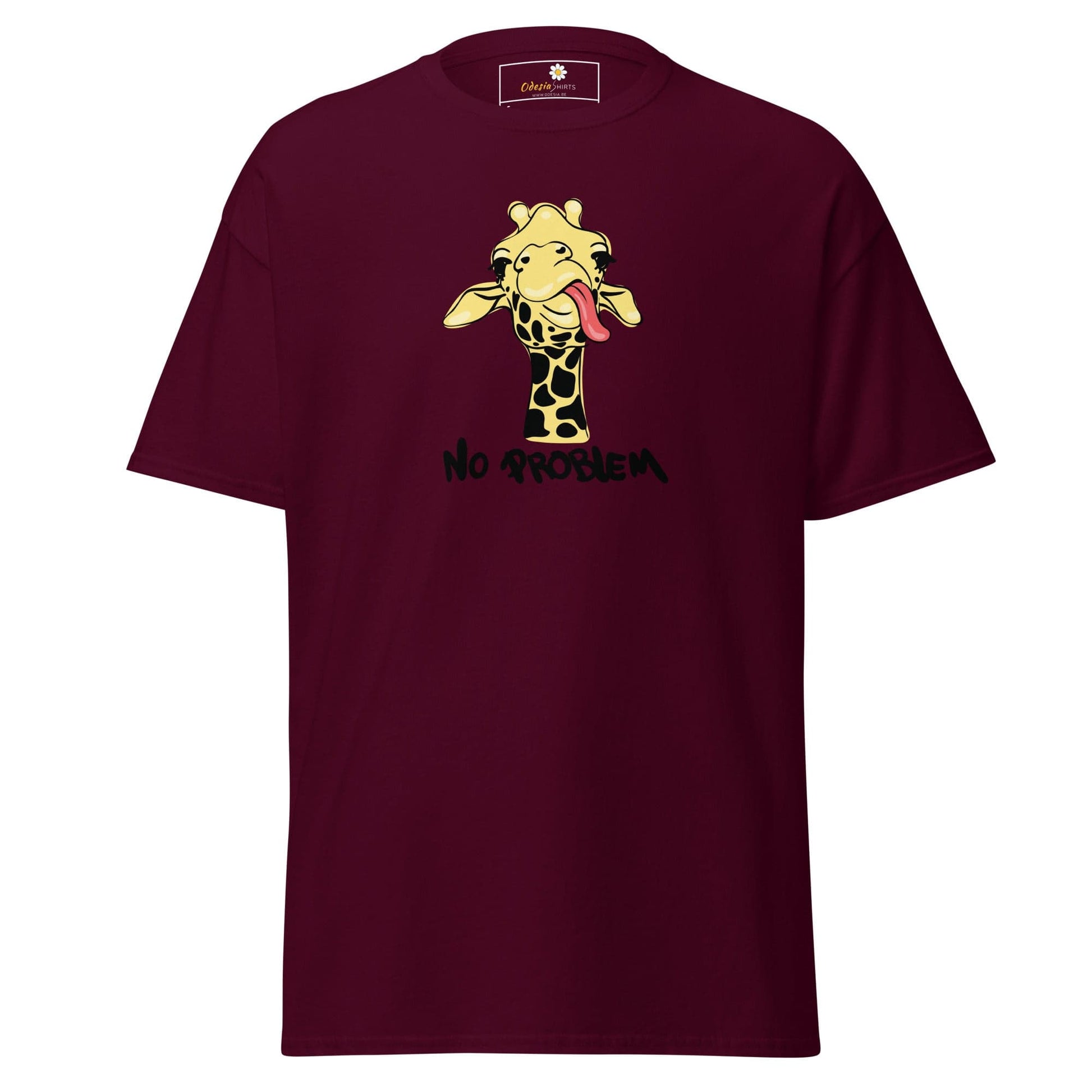 Unisex classic t-shirt - FUN GIRAF NO PROBLEM - REGULAR - Maroon / S