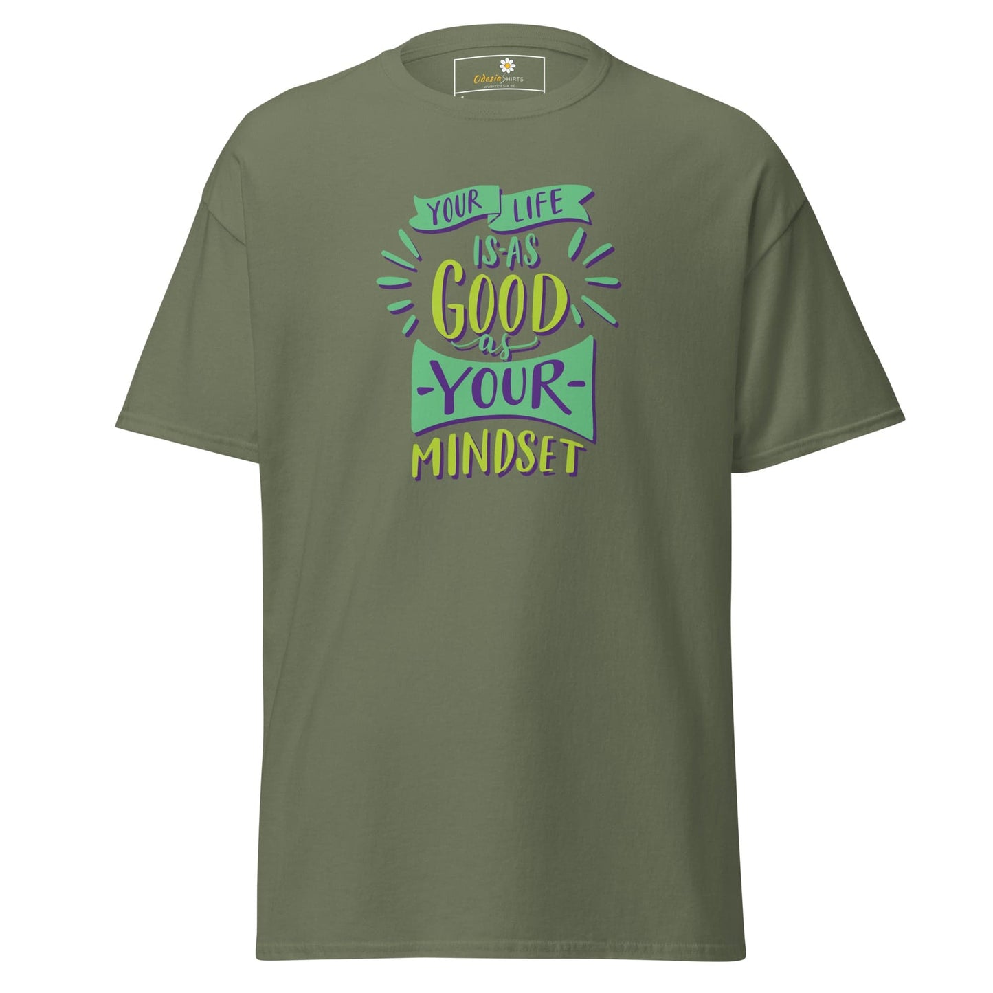 Olive green T-shirt with motivational quote from T-SHIRT DESIGN TEE MAN WOMAN S XL collection