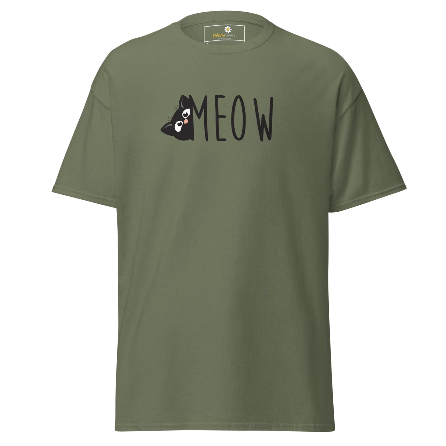 Unisex classic t-shirt - ANIMALS CAT MEOW - REGULAR - Military Green / S