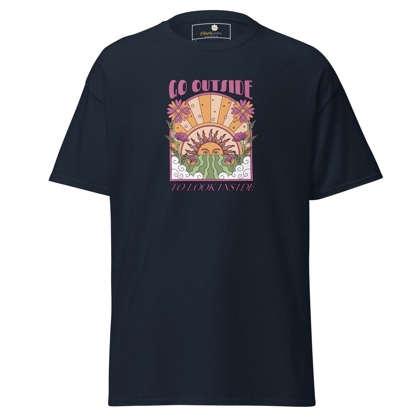 Unisex classic t-shirt - POSITIVE GO OUTSIDE LOOK INSIDE - REGULAR - Navy / S