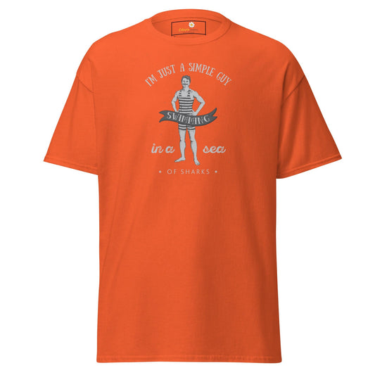 Unisex classic t-shirt - FUN SIMPLE GUY SEA SHARKS - REGULAR - Orange / S