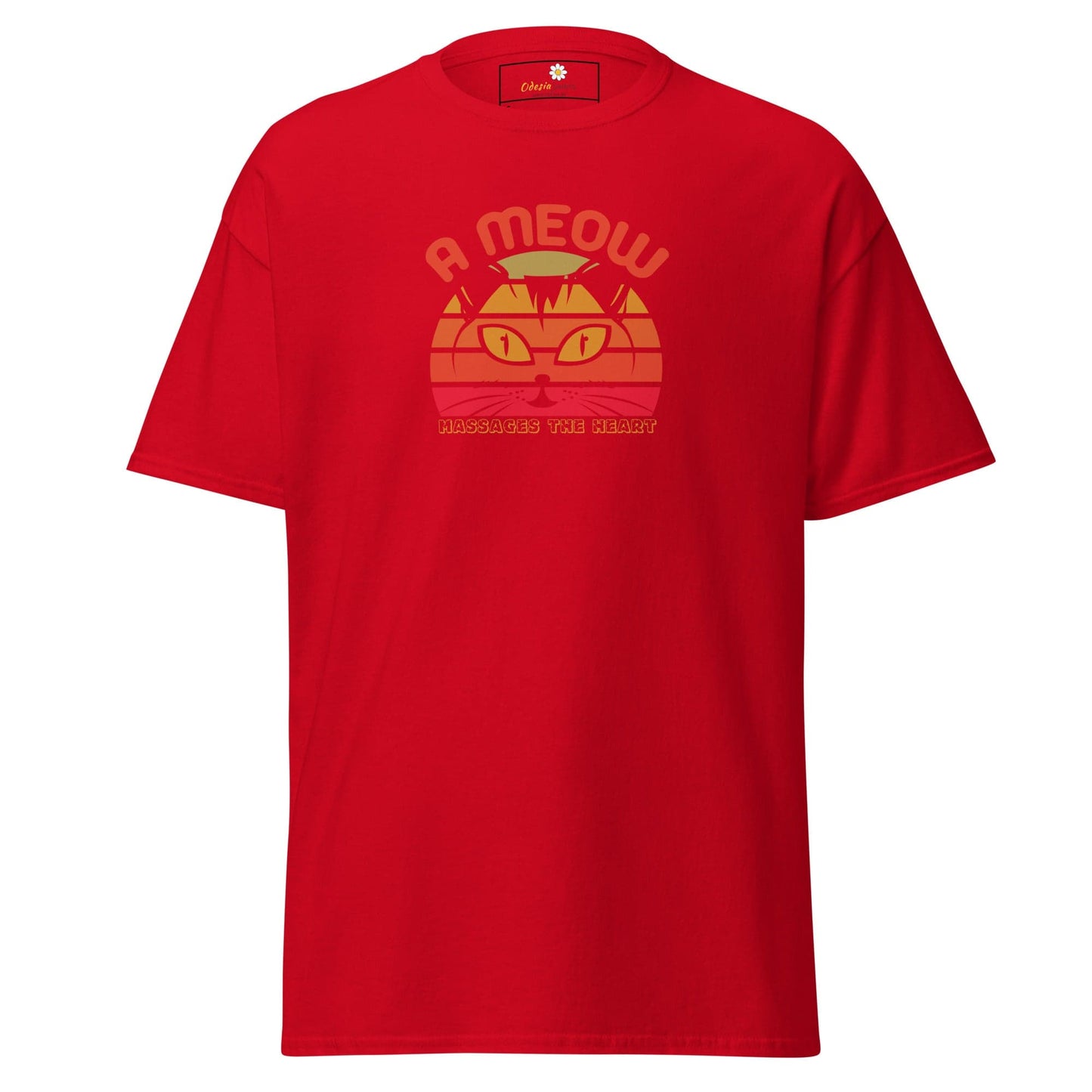 Unisex classic t-shirt - ANIMALS A CAT MASSAGES HEART - REGULAR - Red / S