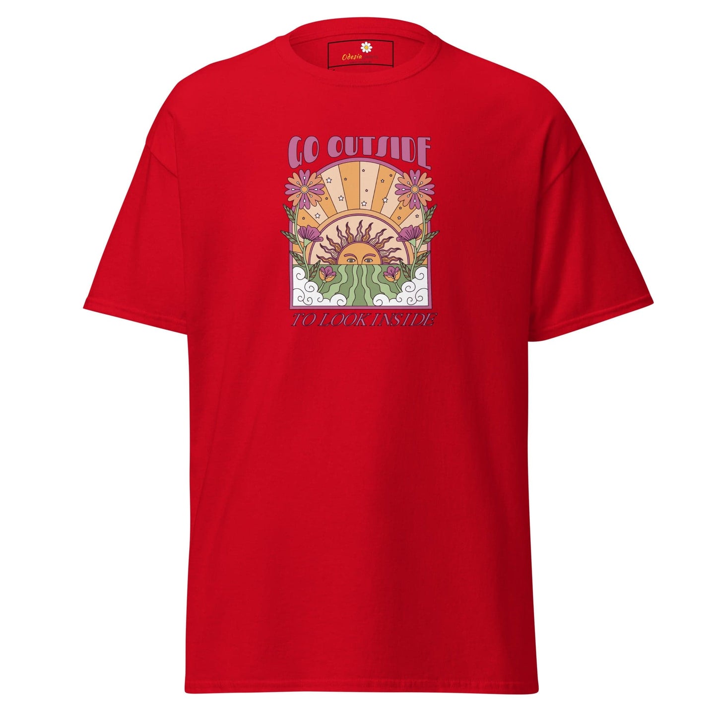 Unisex classic t-shirt - POSITIVE GO OUTSIDE LOOK INSIDE - REGULAR - Red / S