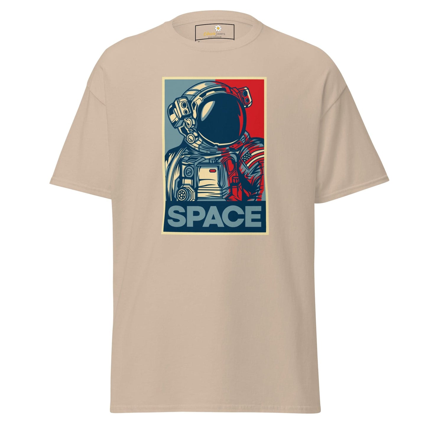 Beige T-shirt with astronaut graphic from T-SHIRT DESIGN TEE for Men and Women