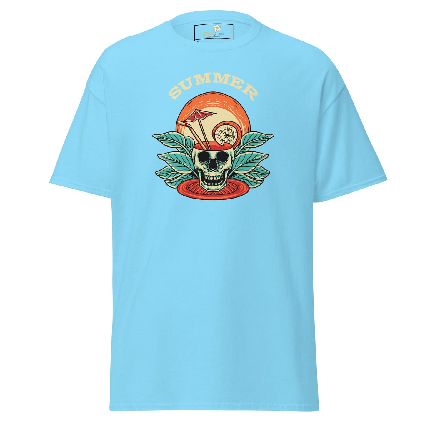Unisex classic t-shirt - SKULL SUMMER DRINK - REGULAR - Sky / S