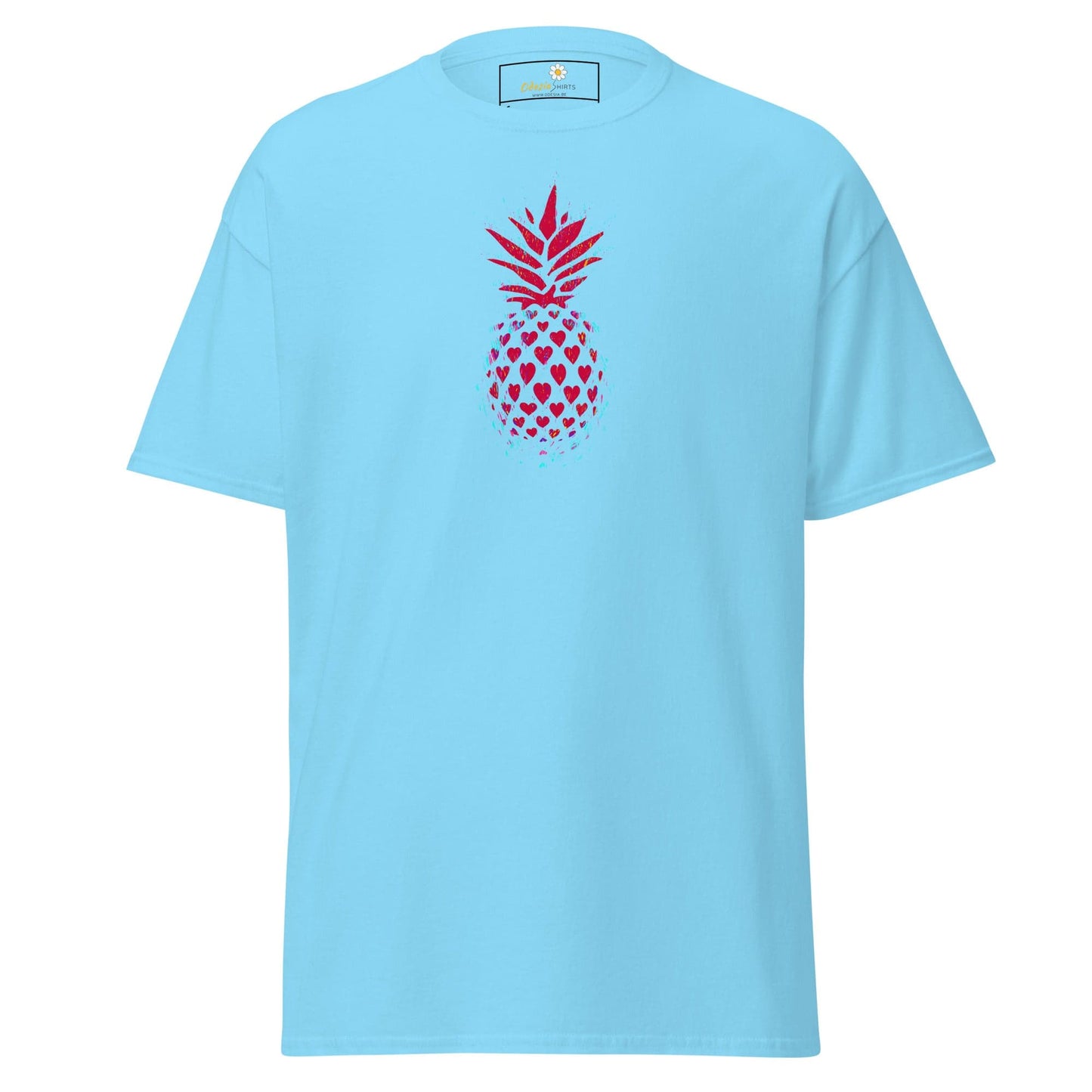 Light blue T-shiRT with Heart Pineapple Design for Men and Women Size S-XL