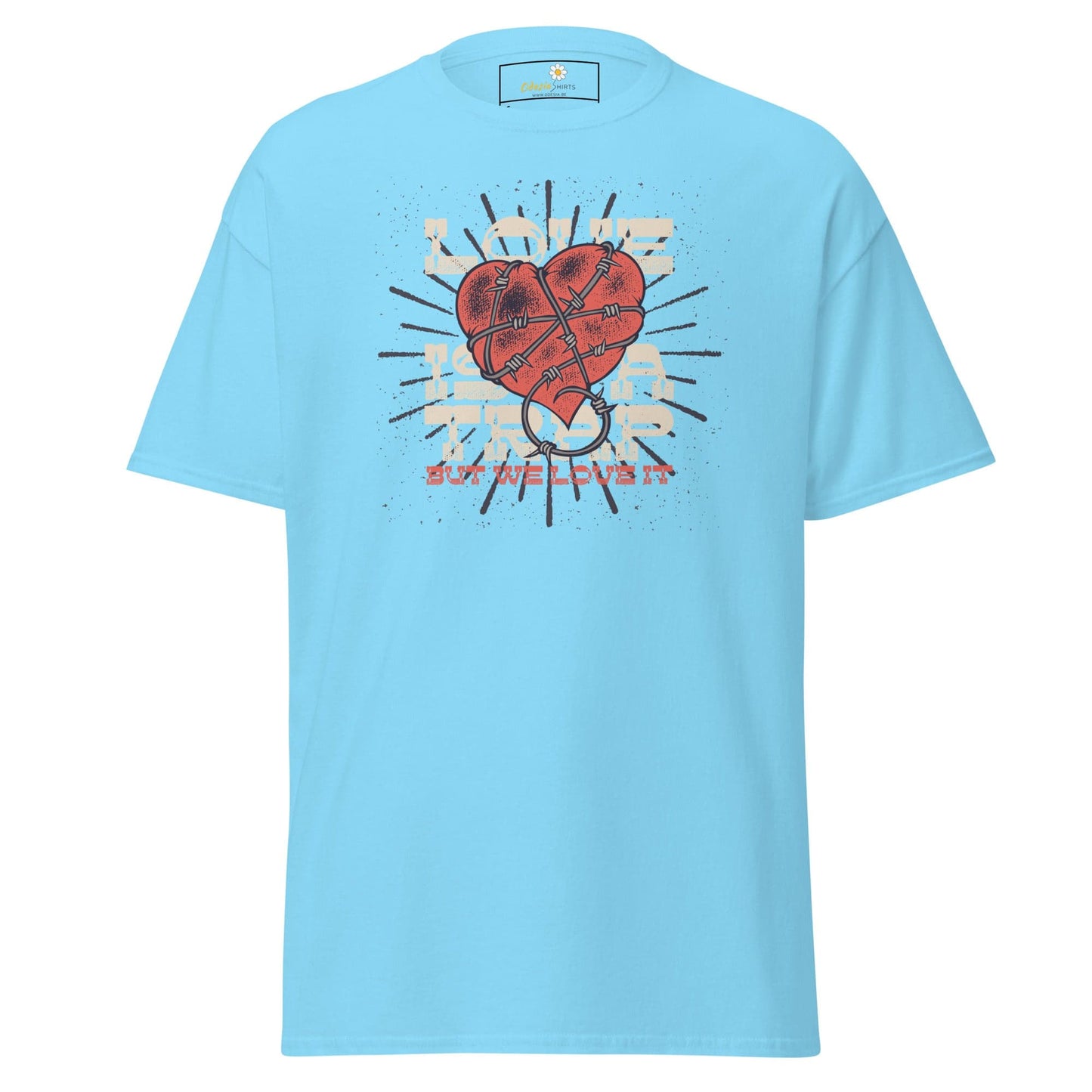 Unisex classic t-shirt - VINTAGE LOVE IS A TRAP - REGULAR - Sky / S