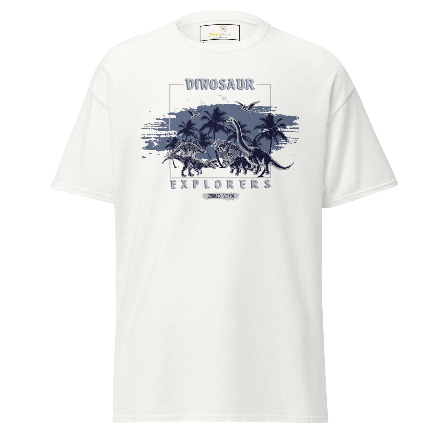 Unisex classic t-shirt - WILD LIFE DINOSAURUS - REGULAR - White / S