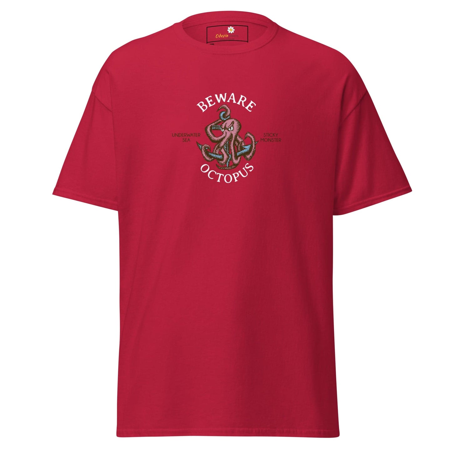 Red t-shirt with octopus graphic from T-SHIRT DESIGN TEE for Men and Women 2XL-5XL