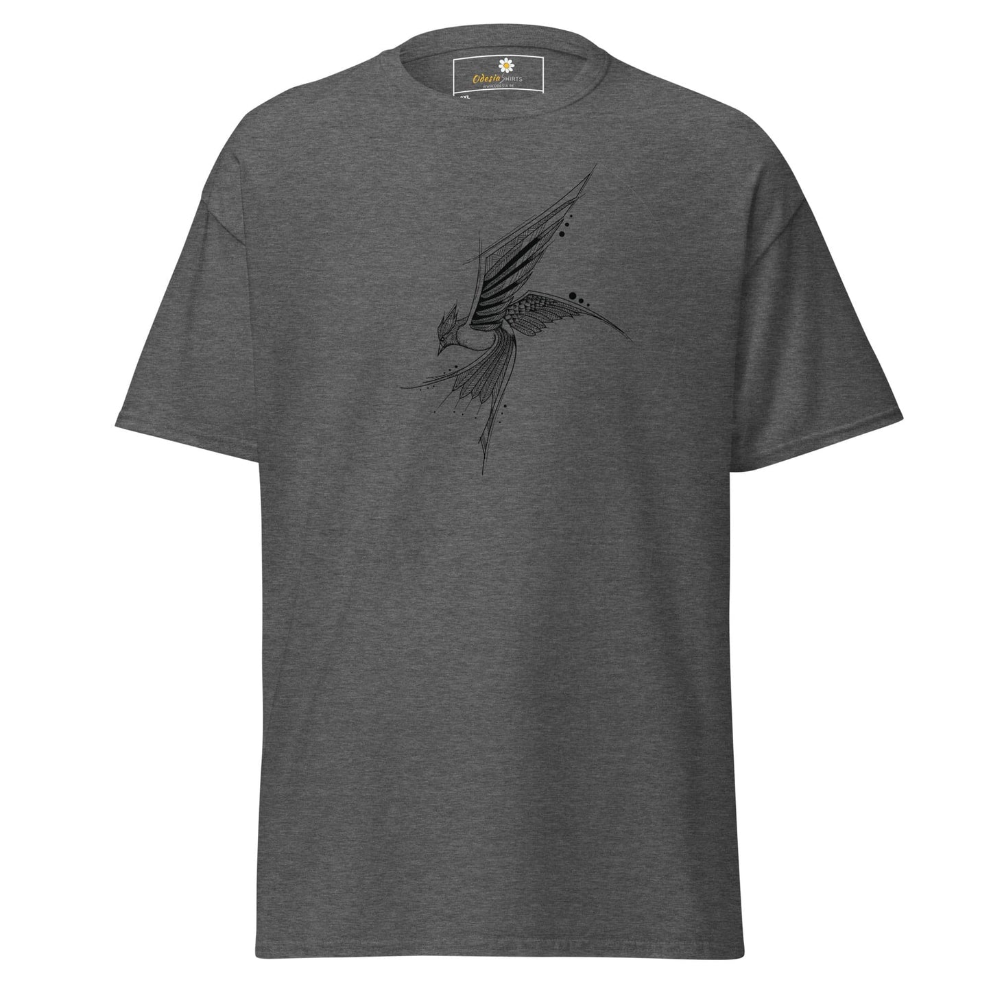 Gray T-shirt with bird design for Men and Women in 2XL to 5XL sizes