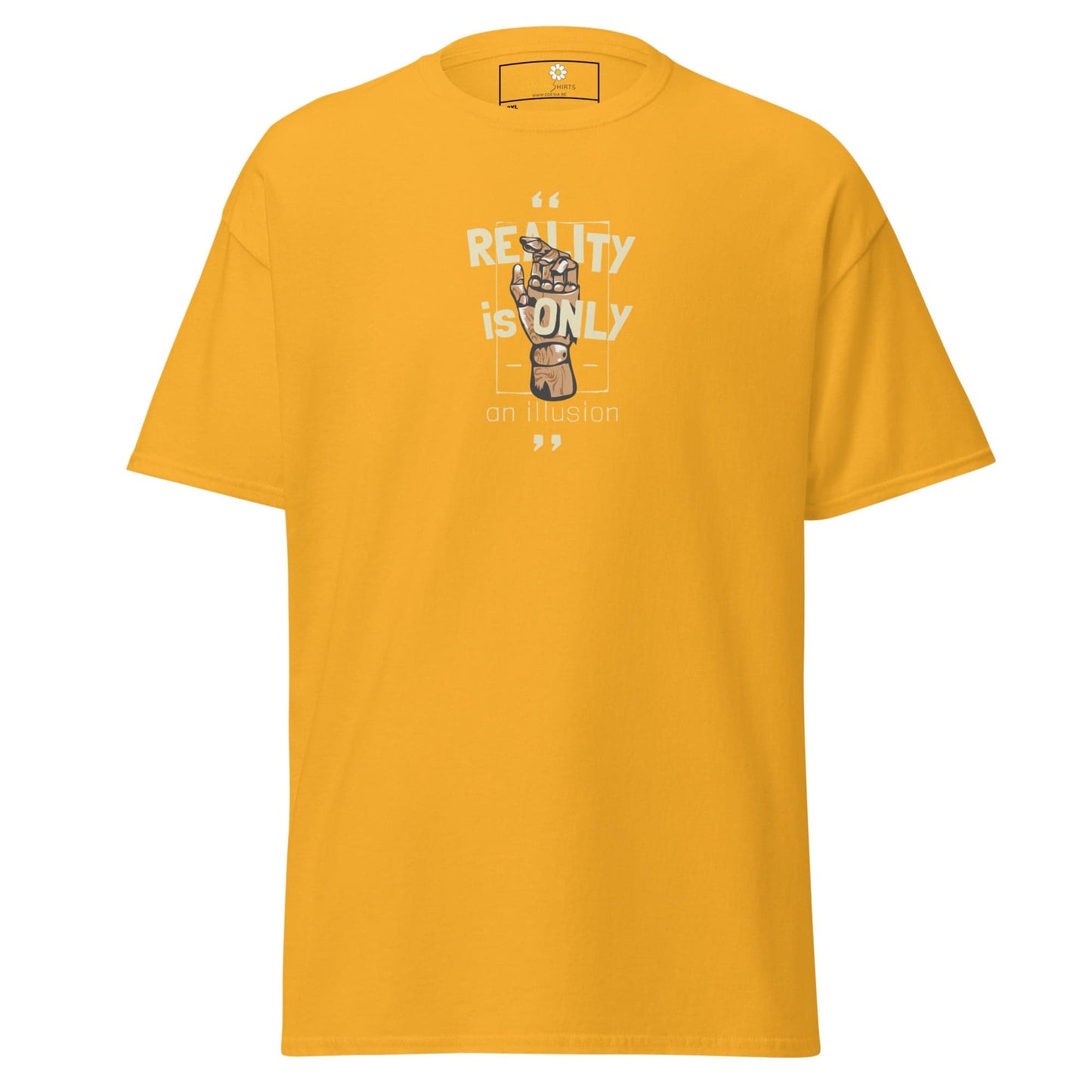 Yellow T-shirt with hand graphic from T-SHIRT DESIGN TEE for Men and Women in 2XL to 5XL