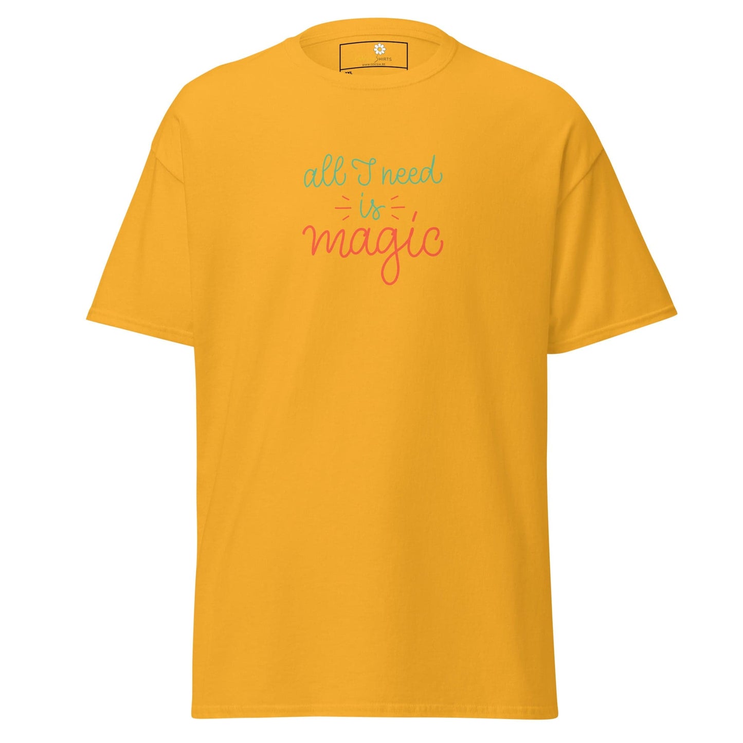 Yellow T-shirt with embroidered text from T-SHIRT DESIGN TEE for Men and Women