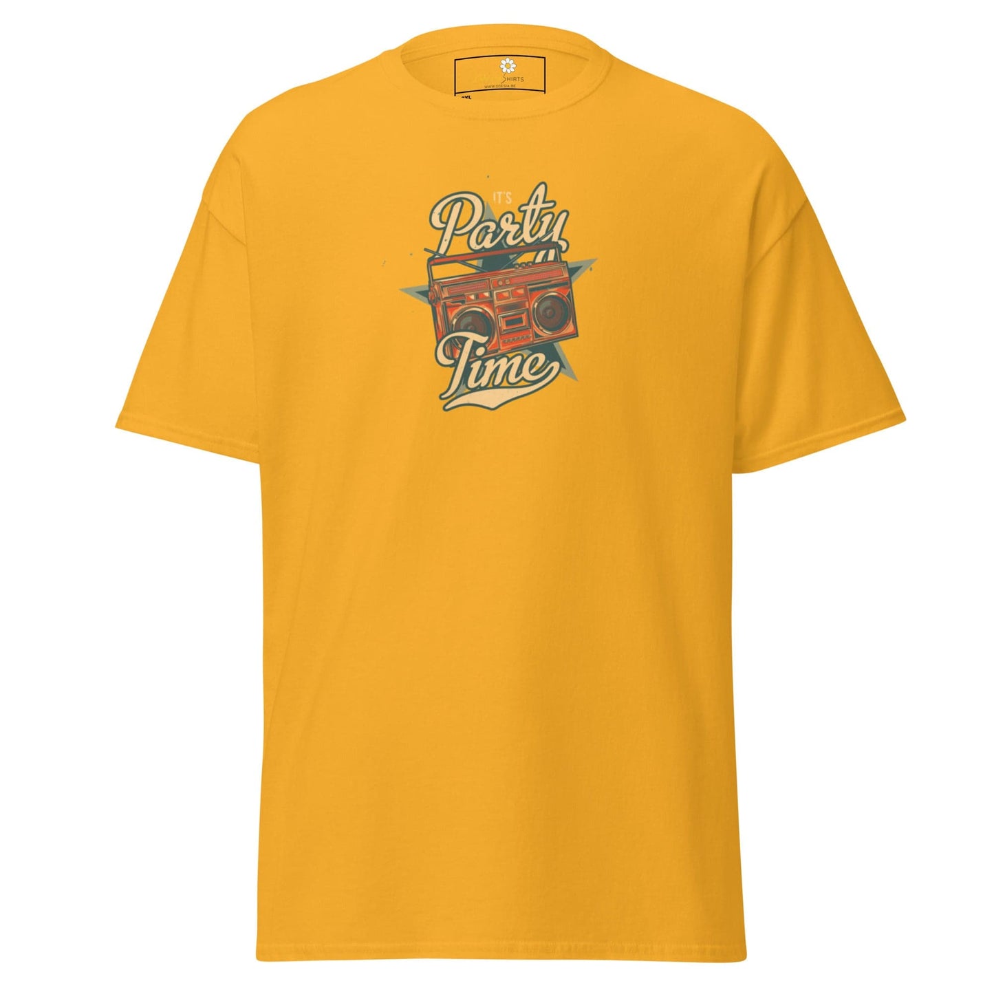 Yellow T-shirt with boombox graphic for men and women in size 2XL to 5XL