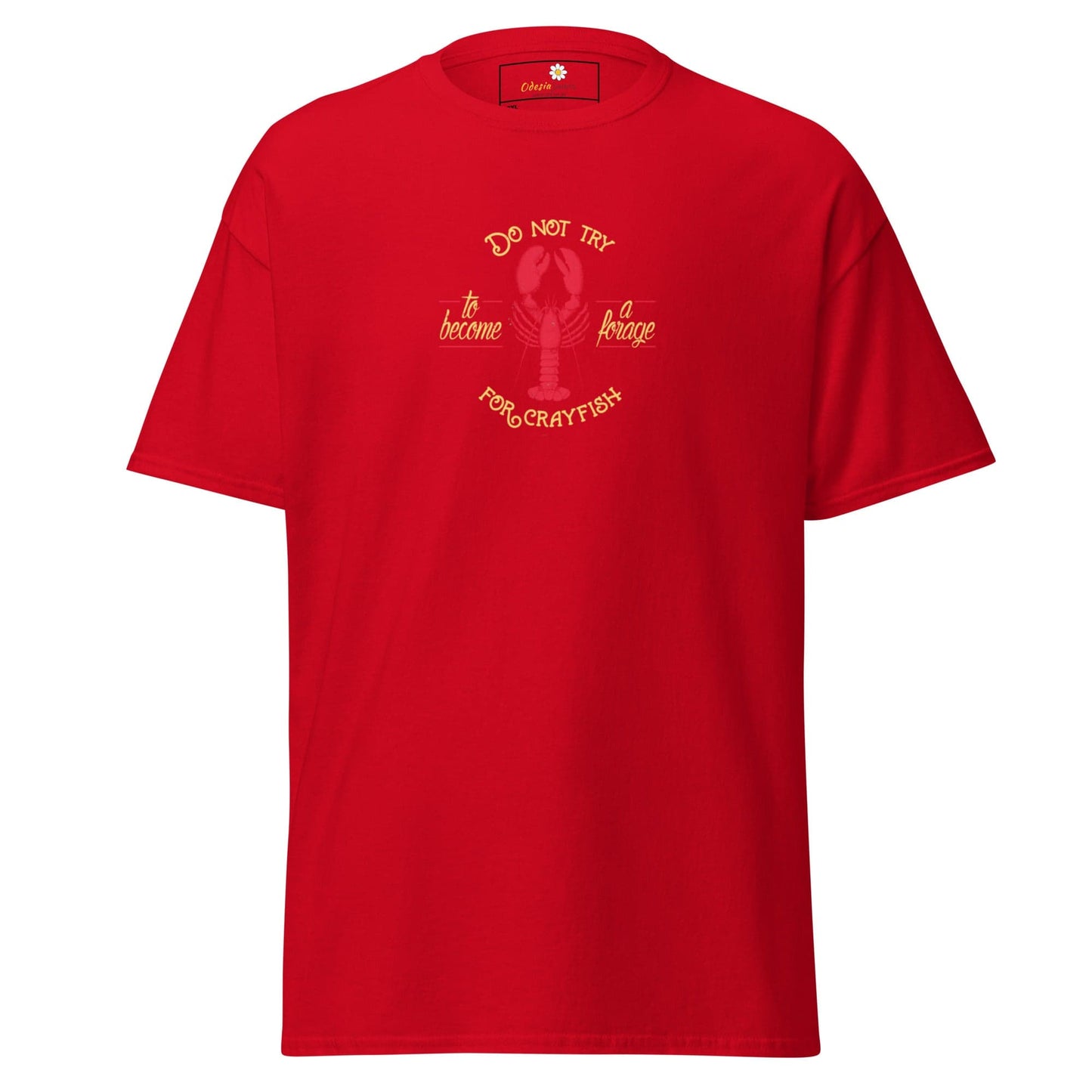 Red T-shirt with crayfish design from T-SHIRT DESIGN TEE for men and women in 2XL-5XL