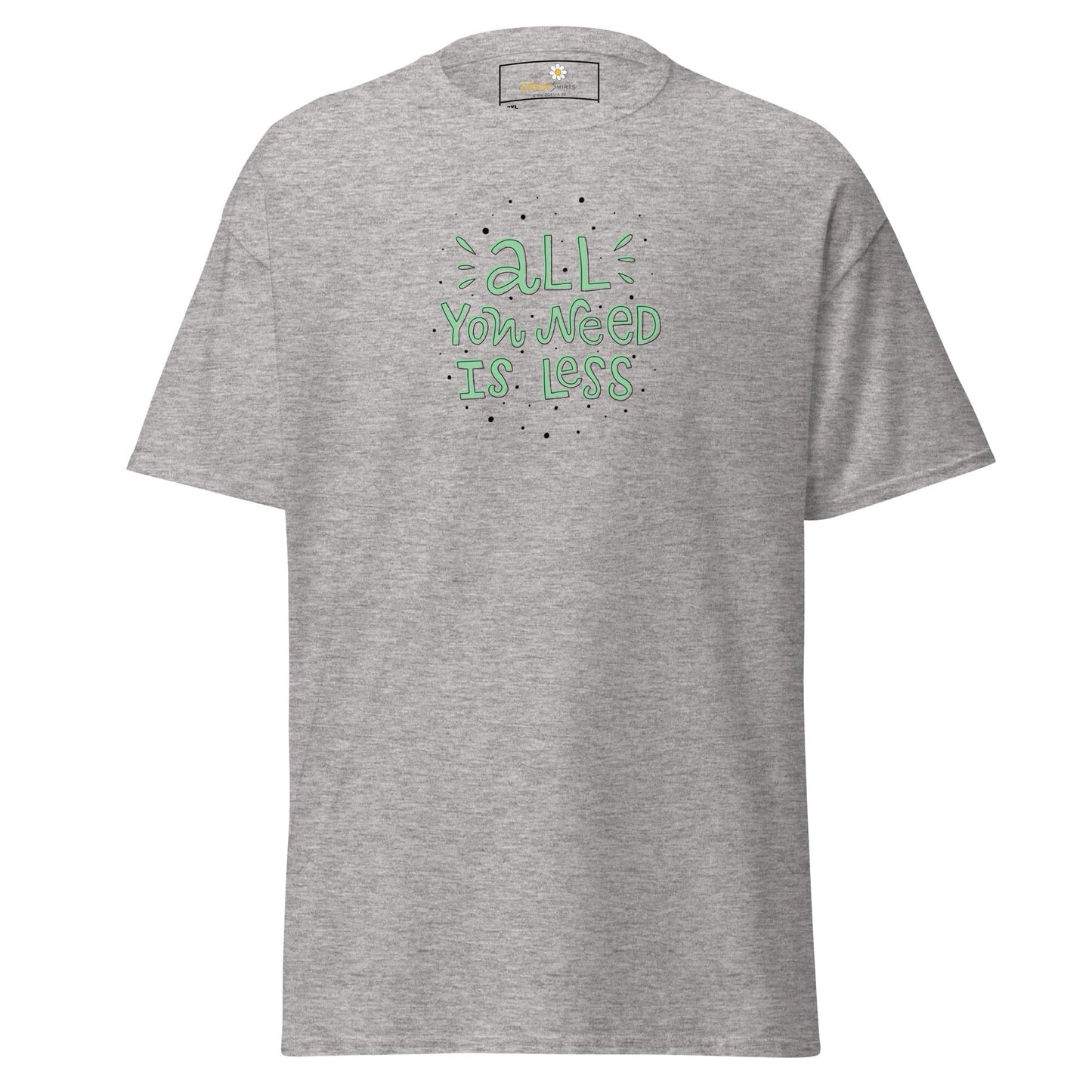 Gray T-shirt with green lettering from T-SHIRT DESIGN TEE for Men and Women in 2XL to 5XL