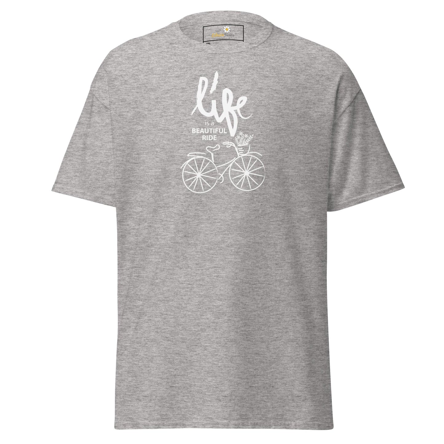 Gray T-shirt with bicycle graphic, suitable for Men and Women, available in 2XL to 5XL