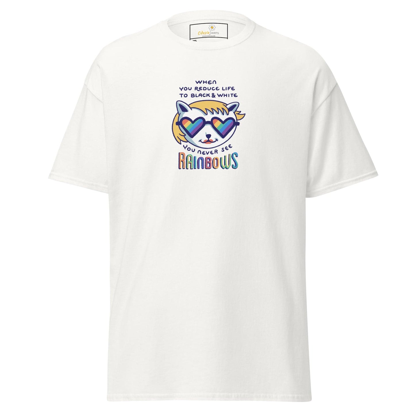 White T-shirt with colorful graphic design for Men and Women in 2XL to 5XL sizes